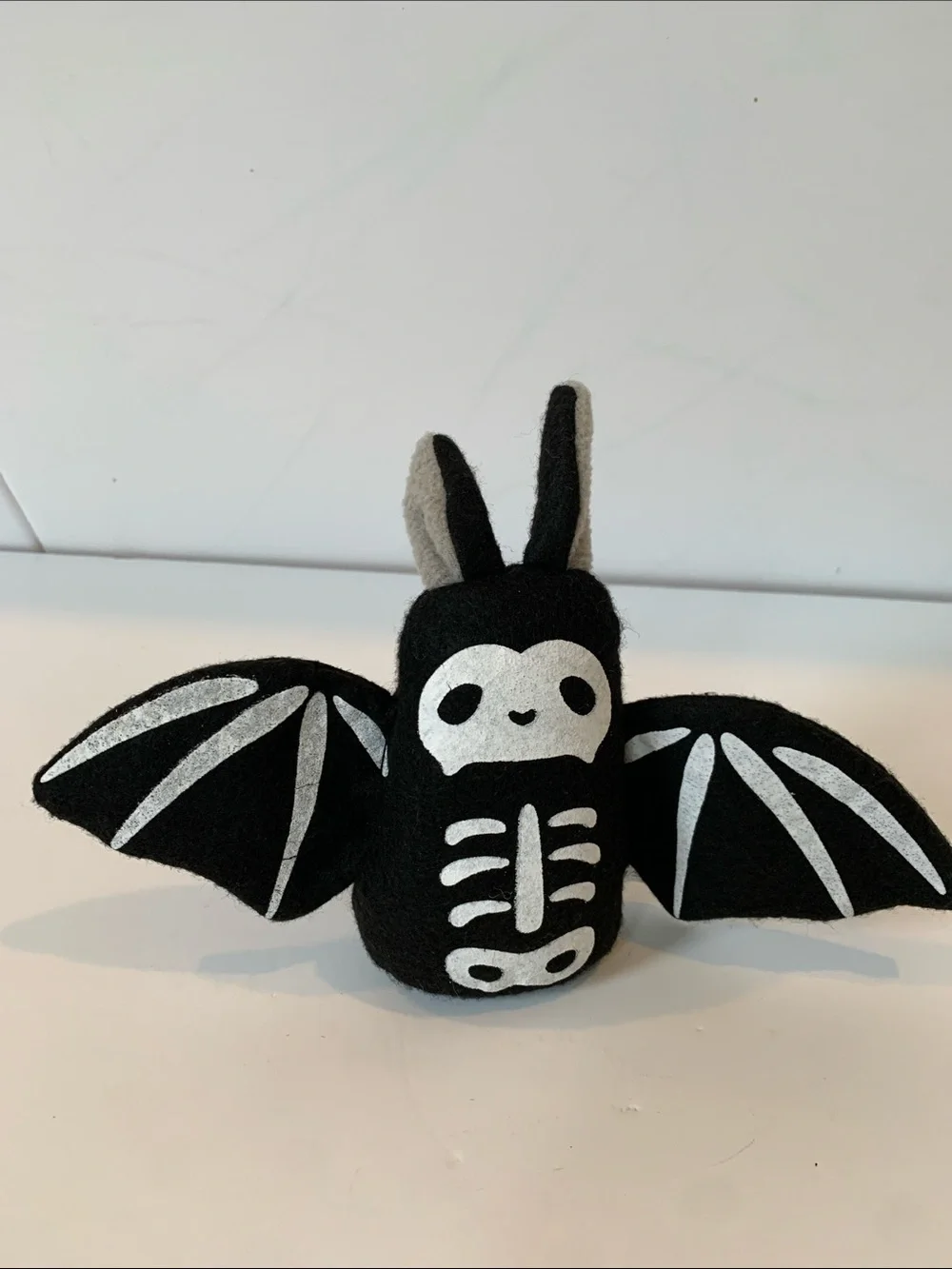 Target Black & White Felt Halloween Holiday 7” Bat Skeleton Plush Tabletop Decor